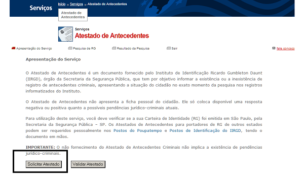 Tirar atestado de antecedentes criminais online - Certidão